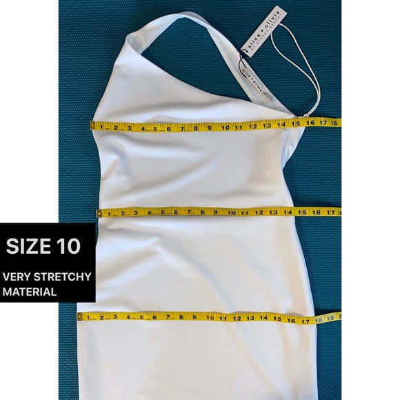 Alice + Olivia Rosia Off White One Shoulder Cut Out Cocktail Mini Dress - Picture 13 of 16